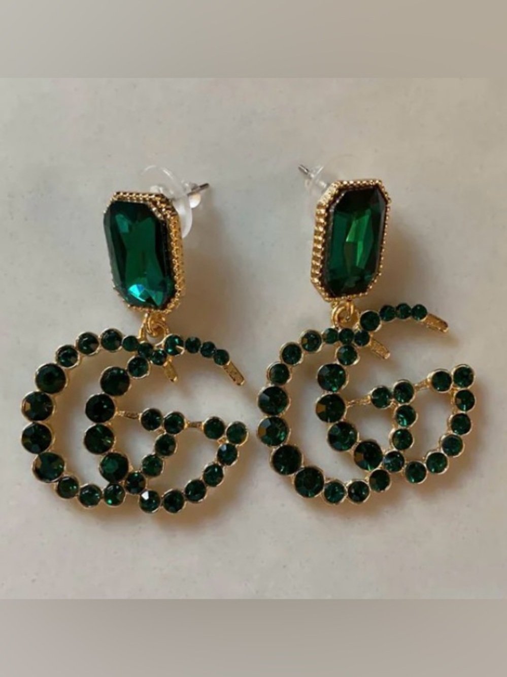Emerald GG Drop Earrings - Picture 3 of 10